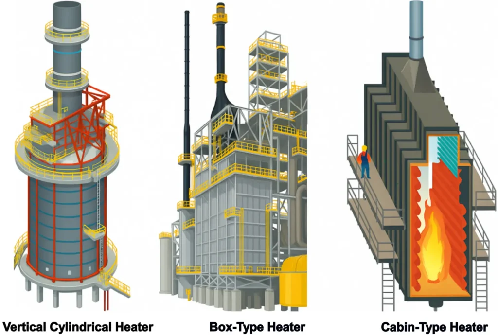Diagram of Different Types of Fired Heater in Refineries