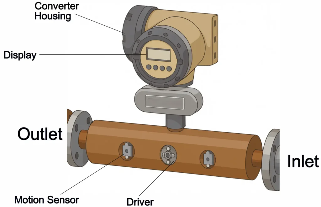 Diagram of Straight-Tube Coriolis Flow Meter