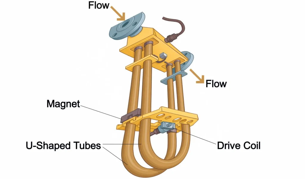 Diagram of U-Tube Coriolis Flow Meter